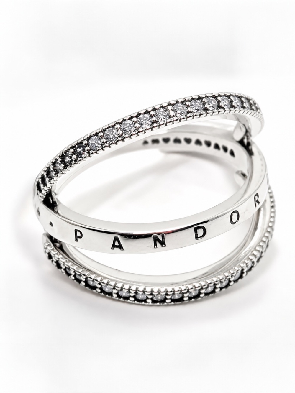 Pandora Flipping Hearts Ring S925 ALE CZ Sterling Silver Size 7